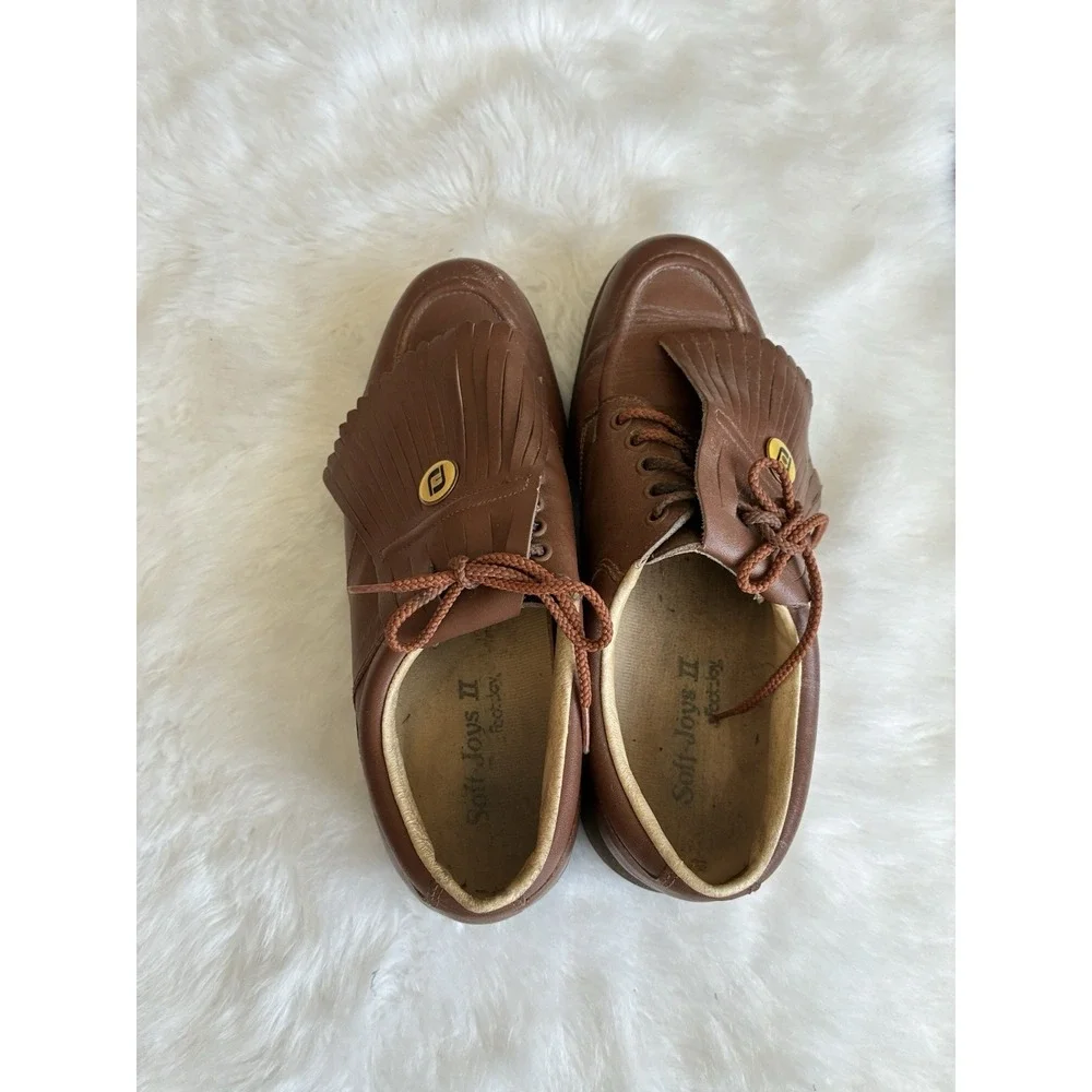 FootJoy Soft-Joys II Brown Leather Kiltie Spiked Golf Shoes Mens 7.5 M 53991